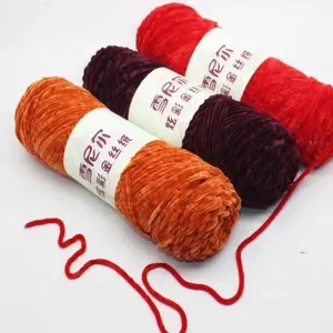 New Chenille Sợi 3Mm Độ Dày Crochet Vàng Nhung Sợi