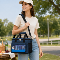 Nouvelle sacoche isotherme portable en cuir, style japonais, imprimé poisson, pour boîte à lunch, bento et canettes, étanche, pour l'extérieur
