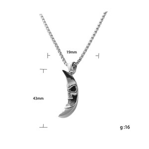 Pendentif lune en acier inoxydable, collier unisexe, design géométrique rétro 12072 - Product Image 4
