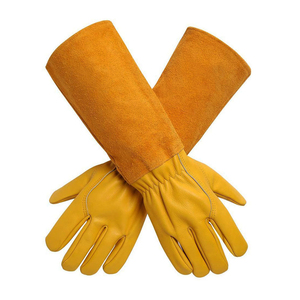 Gants de jardin en cuir de vache pour hommes et femmes, gantlet Rose à éciselure, Long, étanche - Product Image 3