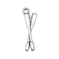 Pendentif Pagaie Croisée en Alliage de Zinc Argent Vieilli 22x8mm pour Décoration Maison de Lac et Artisanat