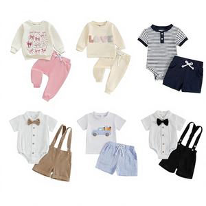 Conjunto de Pijama de Algodón Casual de Manga Corta para Niños del Fabricante, Ropa Deportiva para el Hogar con Dibujos Animados CN 0-12 - Product Image 1