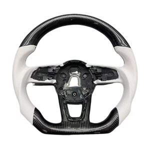 Volant de voiture en cuir perforé blanc et fibre de carbone YLC Upgrades pour <span class=keywords><strong>Audi</strong></span> A3 A4 A5 - Product Image 1