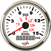 Compteur de vitesse GPS pour bateau à 15 nœuds avec étanchéité IP67, 9-32V, lunette en acier inoxydable 316L