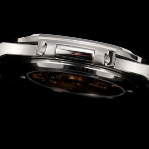 Montre octogonale sportive au fini platine intemporel, cadran bleu dégradé, bracelet intégré, montre de luxe pour occasions formelles et professionnelles - Product Image 5