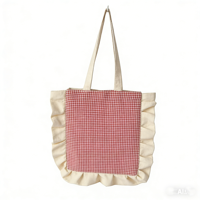Sac à main tendance coréen et français pour filles, style printemps-été, à carreaux et rayures, en toile plissée, en satin et en polyester