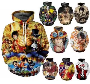 Benutzerdefinierte Unisex Anime Einem Stück 3D Hoodies Harajuku Cartoon Pullover Sweatshirt Tasche Bluse Tops mens hoodies sweatshirts