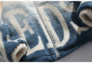 Embroidered Lamb Velvet Cotton <strong>Jacket</strong> Luxuriously Tailored Gradient Winter <strong>Sherpa</strong> Stand-up Collar Fleece Plus <strong>for</strong> Men and <strong>Women</strong> - Product Image 4