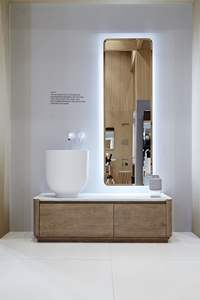 Vasque de salle de bain flottante de style moderne, en PVC, avec miroir LED étanche, vente directe du fabricant, hôtels - Product Image 6