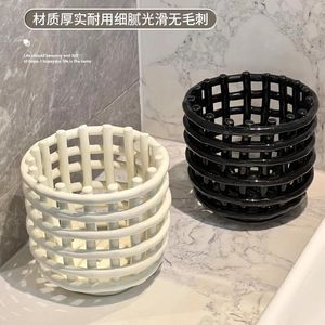 Panier de rangement tissé à la main pour salle de bain, organiseur pour brosse à dents, dentifrice, pinceaux de maquillage, écologique, forme rectangulaire - Product Image 1