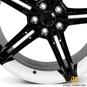 Rines de Aleación Forjados de 18/19/20/21 Pulgadas, 5 Radios, PCD 5x112/5x114.3, Negro Brillante con Borde Blanco, para Modificación de Autos Personalizados - Product Image 4