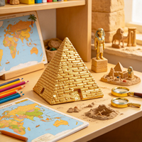 Petite figurine décorative pyramide dorée, statue en résine de mini-pyramide égyptienne ancienne, ornement de table