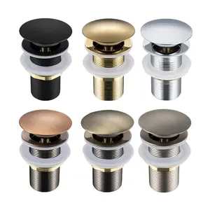 Electroplate Bathroom Sink Gold Drain Wash Basin Push Down Pop-Up Drain Filter Universal Bathroom Sink Stopper Without Overflow