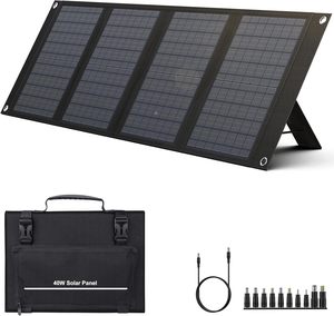 ALECTER Panneaux solaires monocristallins portables et pliables 40W, sortie 12V CC, étanches, haute efficacité, chargeur solaire, station d'alimentation - Product Image 1