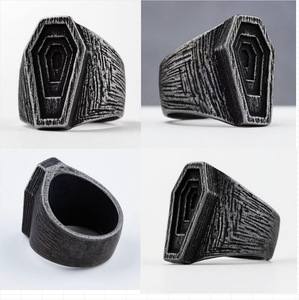 CAIOOCHE <span class=keywords><strong>Bagues</strong></span> Punk en Acier Inoxydable Style Sombre pour Femmes et Hommes, <span class=keywords><strong>Bagues</strong></span> Vintage Argentées Dorées Tendance Personnalisées pour la Fabrication <span class=keywords><strong>de</strong></span> Bijoux - Product Image 5