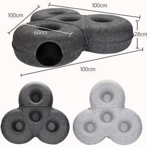 <span class=keywords><strong>Cat</strong></span> <span class=keywords><strong>Cave</strong></span> & Tunnel Bed for Large Cats Round Shape Removable Felt Pet Bed Triangular Donut, Scratch-Resistant - Product Image 1