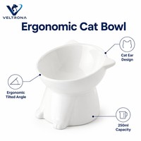 Bol pour animaux de compagnie en céramique blanche avec base en forme de patte d'animal, bol surélevé pour nourriture et eau pour chats et petits chiens