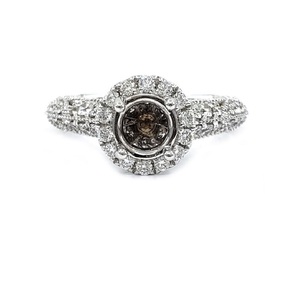 Bague de fiançailles courte personnalisée de haute qualité en or blanc massif 14k diamant véritable solitaire de beauté semi-montée pour femmes - Product Image 1