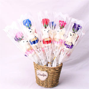 Tanabata San Día de San Valentín Jabón artificial Flores Rosa única Clavel Oso Flor Rosas Regalo Creativo Día DE LA MADRE Bajo MOQ - Product Image 1