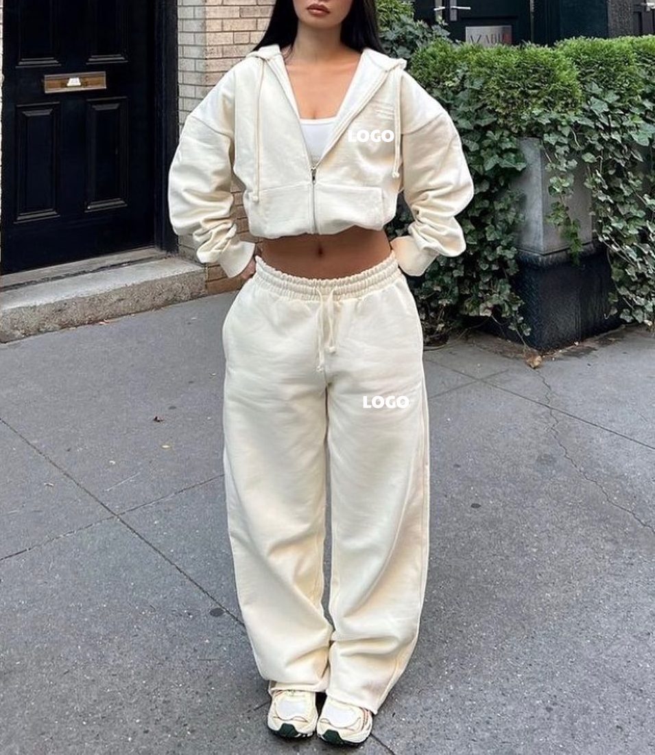 Outfit White Sweat Sets Women Piece Outfits Sweatsuit Oversized