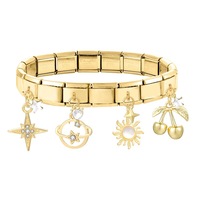 Module double pendentif transfrontalier en or, créatif, tendance, simple, modulable, multifonctionnel, accessoires de bracelet DIY
