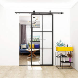 Porte de <span class=keywords><strong>grange</strong></span> intérieure finie noire à noyau solide en verre dépoli de 34 pouces x 84 pouces - Product Image 2