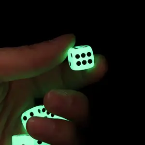 Dés Noctilucent à 6 faces, jeu de veilleuse, d'angle rond, lumineux, 10 pièces, 14mm