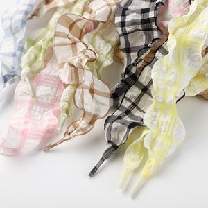 Cordones Planos de Malla a Cuadros Estilo Universitario YS RTS de 4 cm de Ancho para Zapatillas de Lona AF1, Cordones Planos de Poliéster de Alta Gama, Un Par, Diseño Elegante - Product Image 1