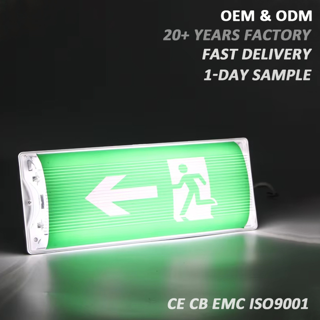 Safety Wall Mounted Exit Light AC85-265V Rechargeable Bulkhead 3H Battery LED Emergency Lights