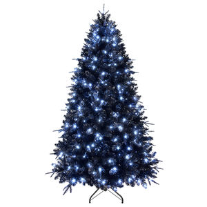 Árbol de Navidad Negro con Luces Preinstaladas, Decoraciones Navideñas Artificiales para el Hogar, Oficina, Decoraciones para Fiestas de Halloween - Product Image 1