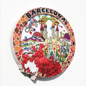 Imanes de nevera magnéticos decorativos 3D de gran venta, artesanías de recuerdo de <span class=keywords><strong>Barcelona</strong></span>, España, con patrones de mosaico redondos - Product Image 4