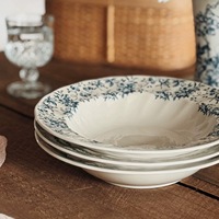 Stoneage Vintage Britische Hochwertige Vanillefarbene Frühstücksteller mit Blumenmuster Porzellan-Teller Salatschüssel