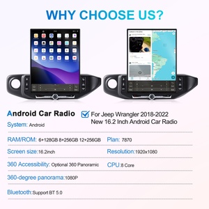 Pour Jeep Wrangler JL 2018 2022 Écran vertical 16,2 pouces Autoradio multimédia Android Affichage CarPlay Auto - Product Image 6