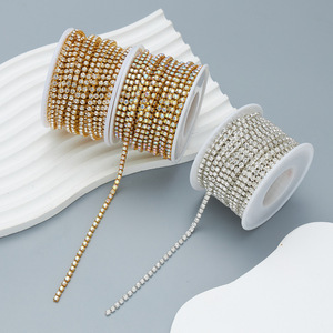 Стразы SS4, SS6, SS8, 10 ярдов, с мотивами, пришивные, на стеклянной цепочке с креплением-когтем, для сумок и одежды, с вышитыми узорами - Product Image 1