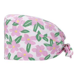 Gorro de Enfermera <span class=keywords><strong>Infantil</strong></span> Estampado, Gorro Quirúrgico Dental de Algodón para Anestesiología y Unidad de Cuidados Intensivos, con Lindos Accesorios de Osito y Flores - Product Image 1