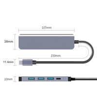 Hub USB3.0 Tipo-C 4K 60Hz PD 60W Metálico 5 en 1 con Puertos de Carga para Teléfonos Móviles - En Existencia