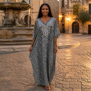 Robe longue kaftan imprimée tie-dye style <span class=keywords><strong>africain</strong></span>, coupe ample, manches courtes, bohème, décontractée, pour soirée, femme, <span class=keywords><strong>boubou</strong></span> - Product Image 1