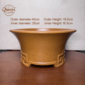 Vaso per Bonsai Classico in Argilla Viola di Yixing, Smaltato, Ecologico, Intagliato a Mano, Ovale, Vintage, 11L, con Foro di Drenaggio, per Uso da Pavimento e Scrivania, per Giardinaggio - Product Image 2