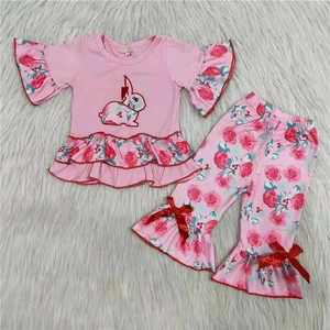 Easter <b>Rabbit</b> Leopard Short Top Bell Bottom Wholesale RTS NO MOQ Baby Girls Clothes Children Clothing - Product Image 5