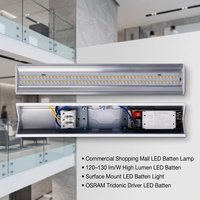 Barre lumineuse LED 1200 mm (4 pieds) 28W, remplacement fluorescent, IP20, 150lm/W, pilote OSRAM, pour entrepôt et supermarché, garantie 5 ans