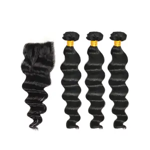 Yavida Bundel Gelombang Longgar Brasil Ekstensi Rambut Brasil Jalinan 100% Bundel Rambut Manusia Non-remy Rambut 1/3/4 Buah/Lot