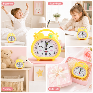 Réveil mignon de dessin animé pour enfants et étudiants, sonnerie très forte, alimenté par piles, pour chevet, vente en gros - Product Image 3