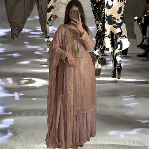 Nouveau TENNECY Ensemble haut, palazzo et dupatta en Georgette Fox de type Bollywood, réversible, à séchage rapide, respirant, infroissable et gaufré, pour tenue décontractée - Product Image 3