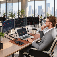 Extenseur d'écran portable pour ordinateur portable à 4 écrans, station de travail multi-écrans pour le bureau, le trading, les voyages d'affaires et la configuration de travail