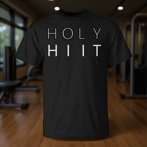 Camiseta Holy HIIT Negra Unisex de Algodón de Secado Rápido con Cuello Redondo y Manga Corta para Entrenamiento y Fitness - Product Image 2