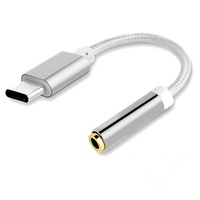 Adaptateur audio numérique USB-C vers jack 3,5 mm femelle en nylon avec gaine en PVC, accessoires pour téléphone, adaptateur Type-C pour casque et haut-parleur