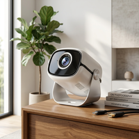Projecteur Android compact 180 °   Base rotative, prise en charge native du décodage vidéo 4K, WiFi, BT, projecteur LED portable pour cinéma maison