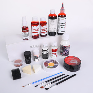 <span class=keywords><strong>Maquillage</strong></span> à effets spéciaux d'<span class=keywords><strong>Halloween</strong></span> avec cire cicatricielle, spray et gel de faux sang, kit de peinture corporelle pour visage et faux sang - Product Image 1
