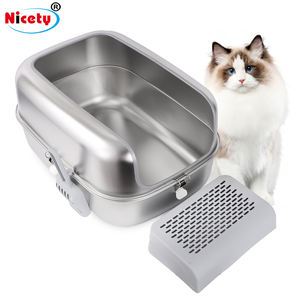 Nicety Edelstahl Umweltfreundliche Langlebige Katzentoilette mit Fußpolstern und Schaufel, Leicht zu Reinigen, Glatte Kanten, 58x42x30CM - Product Image 1