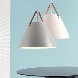 Lampe suspendue de <span class=keywords><strong>plafond</strong></span> pour table à manger nordique, luminaire suspendu moderne en cuir PU coloré pour chevet, hôtel, restaurant - Product Image 3
